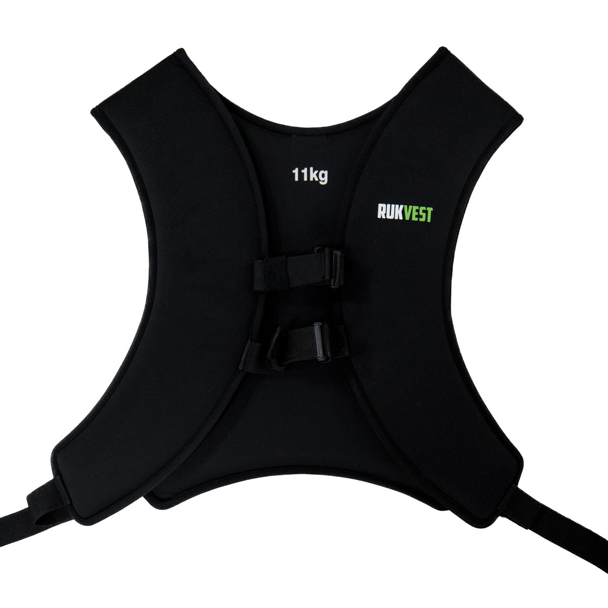 Front of the black 11kg RUKVEST laid flat